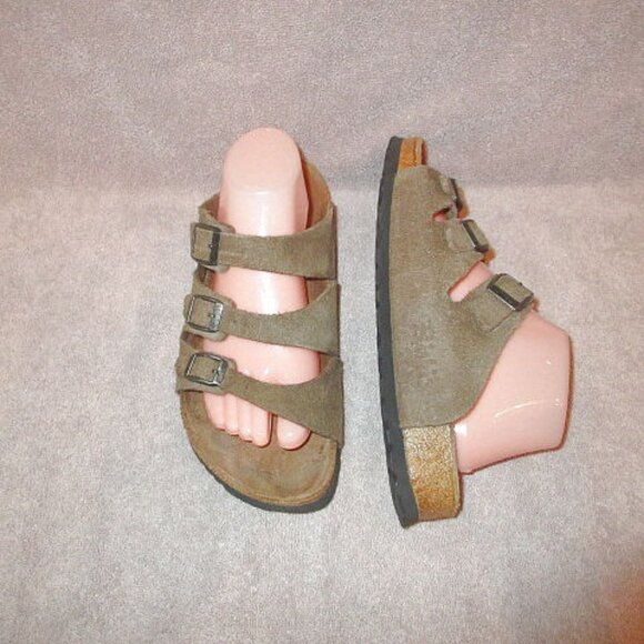 Birkenstock Birki's Florida Sandals Size 9 Cork Suede Comfort Slip On Slide - Picture 1 of 13